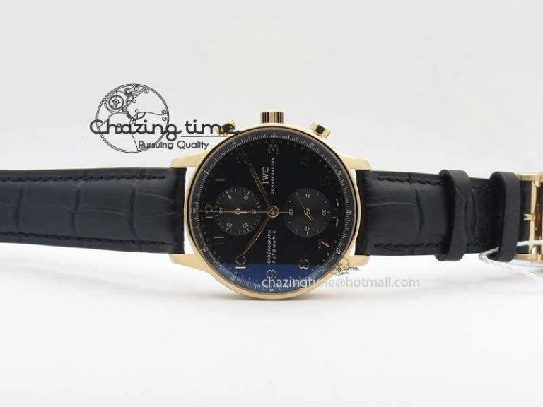 Portuguese Chrono RG IW371415 ZF 1:1 Best Edition Black Dial On Black Leather Strap A79350 (Slim Movement)