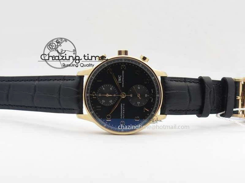 Portuguese Chrono RG IW371415 ZF 1:1 Best Edition Black Dial On Black Leather Strap A79350 (Slim Movement)