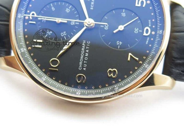 Portuguese Chrono RG IW371415 ZF 1:1 Best Edition Black Dial On Black Leather Strap A79350 (Slim Movement)
