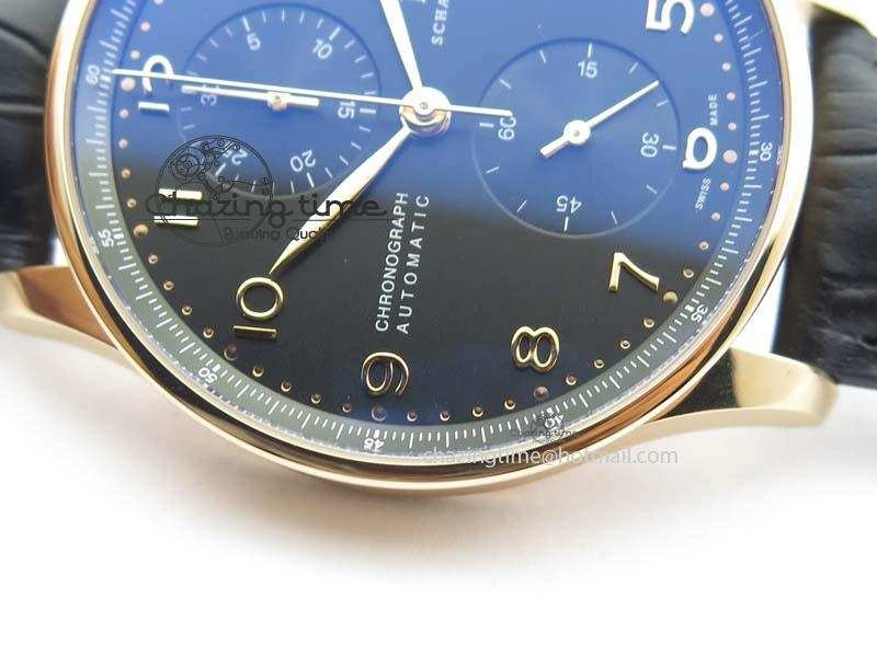 Portuguese Chrono RG IW371415 ZF 1:1 Best Edition Black Dial On Black Leather Strap A79350 (Slim Movement)