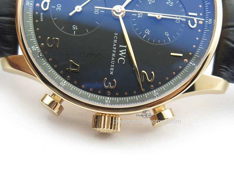 Portuguese Chrono RG IW371415 ZF 1:1 Best Edition Black Dial On Black Leather Strap A79350 (Slim Movement)