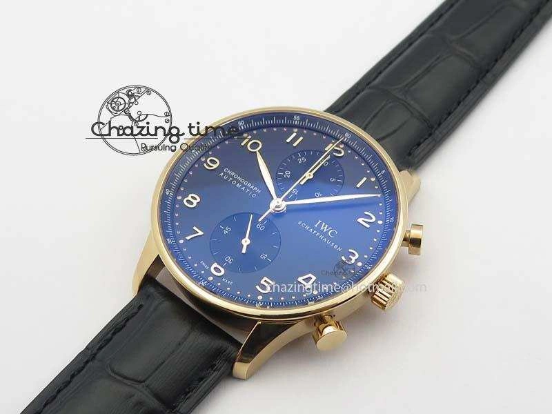 Portuguese Chrono RG IW371415 ZF 1:1 Best Edition Black Dial On Black Leather Strap A79350 (Slim Movement)