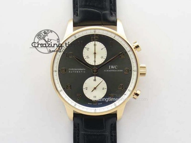 Portuguese Chrono RG IW371433 Jackie Chan ZF 1:1 Best Edition Gray Dial On Black Leather Strap A7750 V3