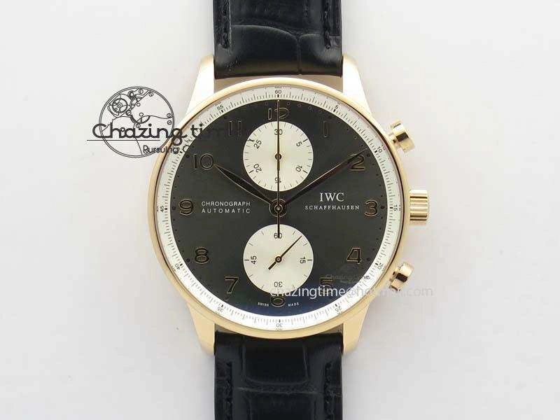 Portuguese Chrono RG IW371433 Jackie Chan ZF 1:1 Best Edition Gray Dial On Black Leather Strap A7750 V3