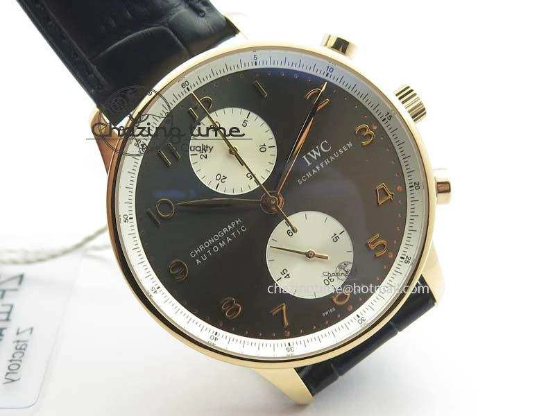 Portuguese Chrono RG IW371433 Jackie Chan ZF 1:1 Best Edition Gray Dial On Black Leather Strap A7750 V3