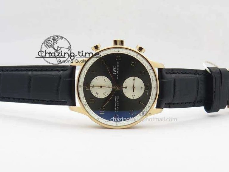 Portuguese Chrono RG IW371433 Jackie Chan ZF 1:1 Best Edition Gray Dial On Black Leather Strap A7750 V3