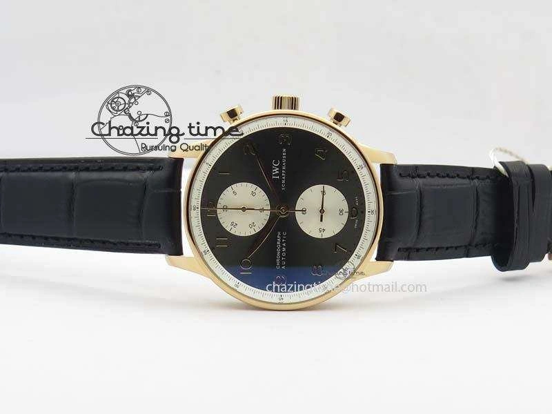 Portuguese Chrono RG IW371433 Jackie Chan ZF 1:1 Best Edition Gray Dial On Black Leather Strap A7750 V3