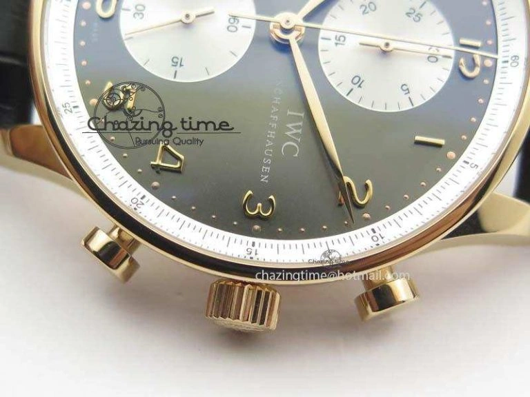 Portuguese Chrono RG IW371433 Jackie Chan ZF 1:1 Best Edition Gray Dial On Black Leather Strap A7750 V3