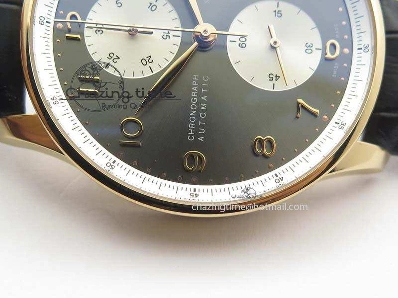 Portuguese Chrono RG IW371433 Jackie Chan ZF 1:1 Best Edition Gray Dial On Black Leather Strap A7750 V3