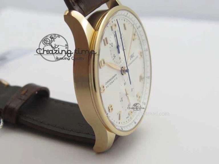 Portuguese Chrono RG IW371480 ZF 1:1 Best Edition White Dial On Brown Leather Strap A7750 V3