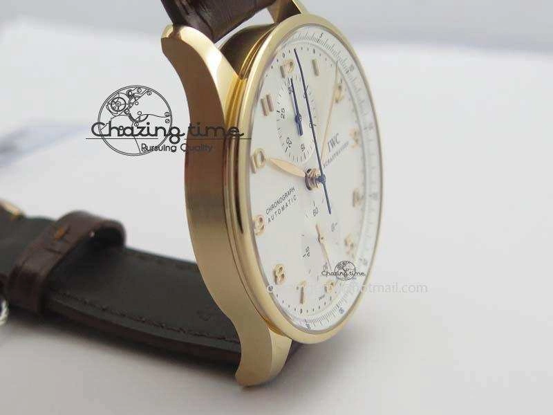 Portuguese Chrono RG IW371480 ZF 1:1 Best Edition White Dial On Brown Leather Strap A7750 V3