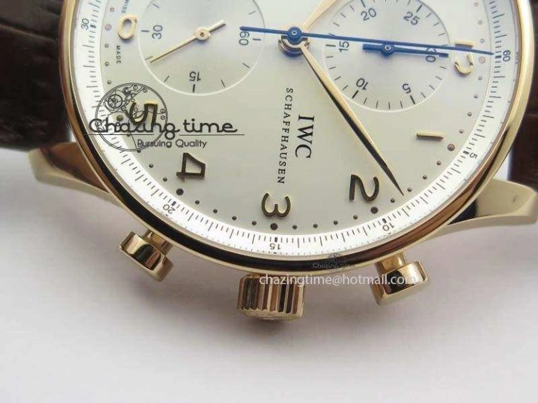 Portuguese Chrono RG IW371480 ZF 1:1 Best Edition White Dial On Brown Leather Strap A7750 V3