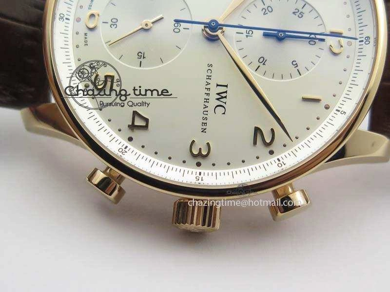 Portuguese Chrono RG IW371480 ZF 1:1 Best Edition White Dial On Brown Leather Strap A7750 V3