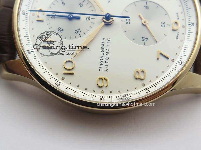 Portuguese Chrono RG IW371480 ZF 1:1 Best Edition White Dial On Brown Leather Strap A7750 V3