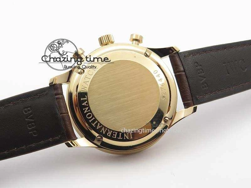 Portuguese Chrono RG IW371480 ZF 1:1 Best Edition White Dial On Brown Leather Strap A7750 V3