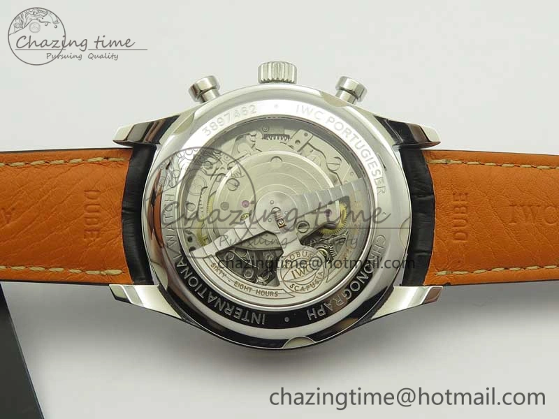 Portuguese Chrono SS ZF 1:1 Best Edition Gray Dial SS On Black Leather Strap A7750