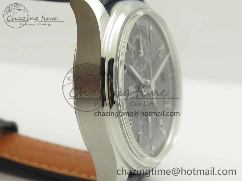 Portuguese Chrono SS ZF 1:1 Best Edition Gray Dial SS On Black Leather Strap A7750