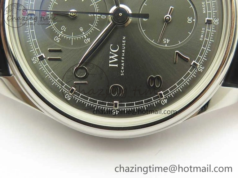 Portuguese Chrono SS ZF 1:1 Best Edition Gray Dial SS On Black Leather Strap A7750
