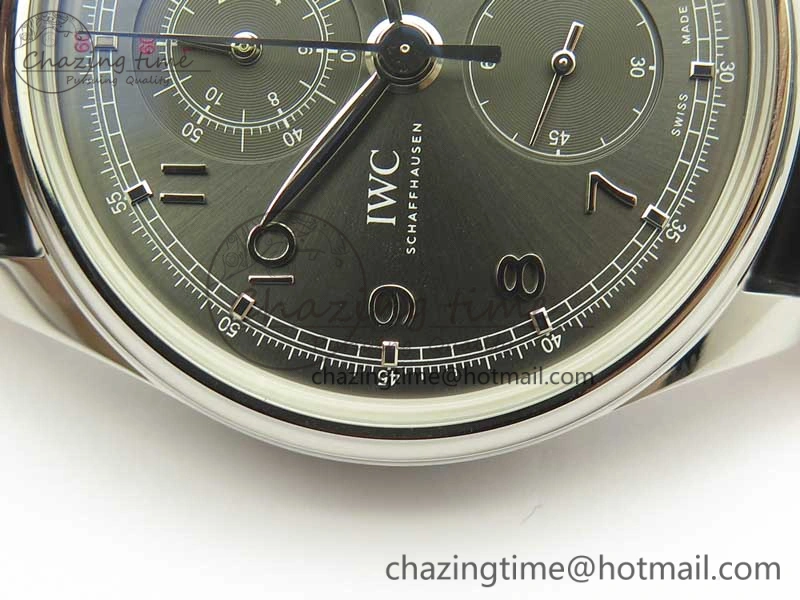 Portuguese Chrono SS ZF 1:1 Best Edition Gray Dial SS On Black Leather Strap A7750