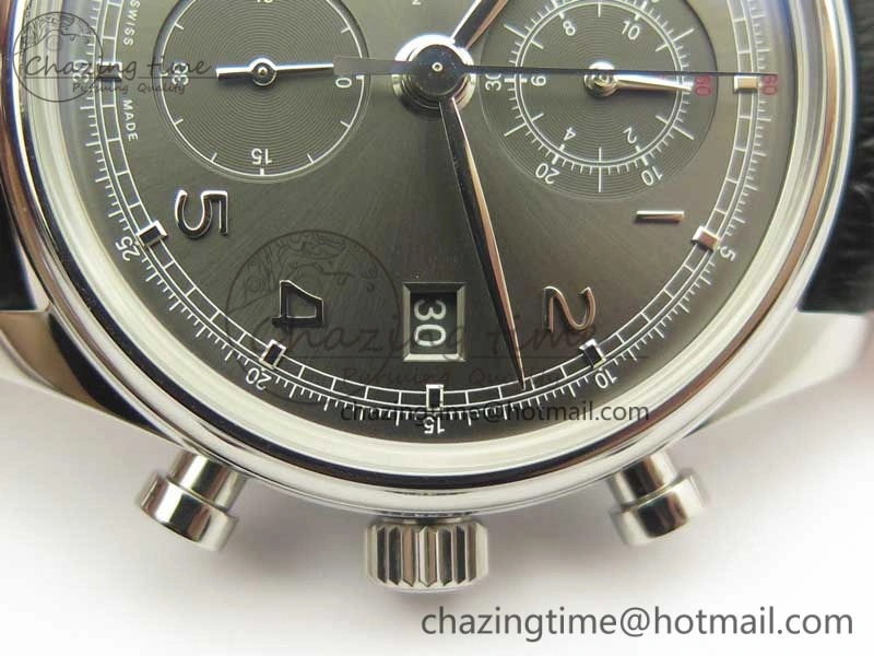Portuguese Chrono SS ZF 1:1 Best Edition Gray Dial SS On Black Leather Strap A7750