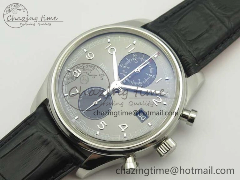 Portuguese Chrono SS ZF 1:1 Best Edition Gray Dial SS On Black Leather Strap A7750