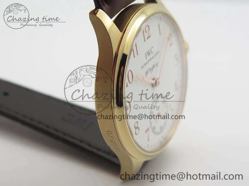 Portuguese Fa Jones IW544201 RG GSF 1:1 Best Edition White Dial On Leather Strap