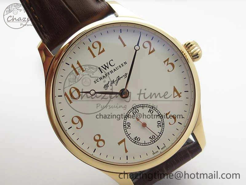 Portuguese Fa Jones IW544201 RG GSF 1:1 Best Edition White Dial On Leather Strap