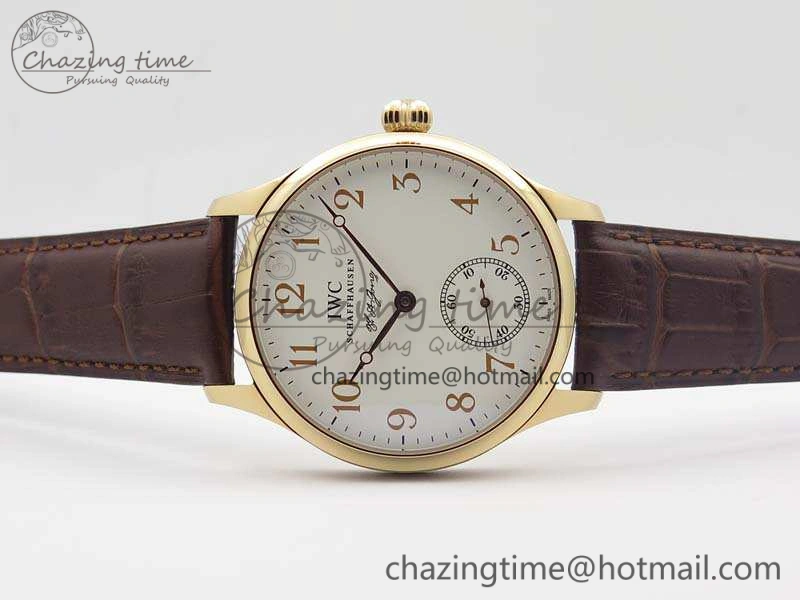 Portuguese Fa Jones IW544201 RG GSF 1:1 Best Edition White Dial On Leather Strap