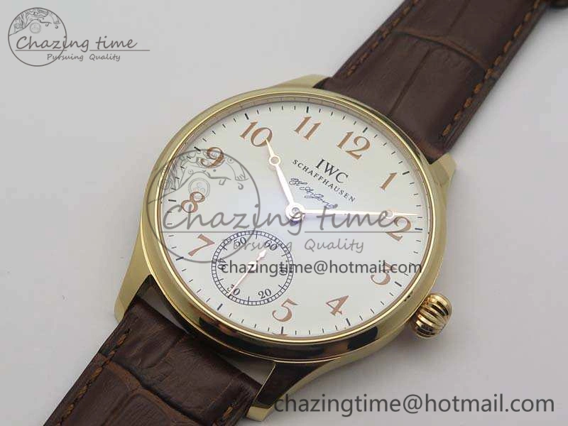 Portuguese Fa Jones IW544201 RG GSF 1:1 Best Edition White Dial On Leather Strap