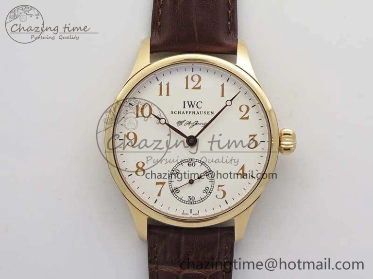 Portuguese Fa Jones IW544201 RG GSF 1:1 Best Edition White Dial On Leather Strap