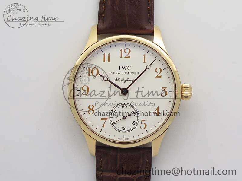 Portuguese Fa Jones IW544201 RG GSF 1:1 Best Edition White Dial On Leather Strap