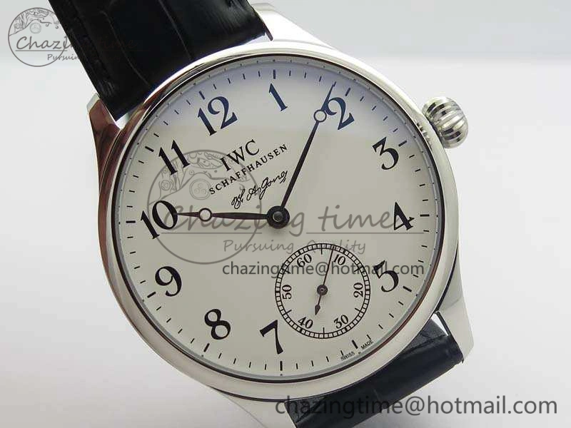 Portuguese Fa Jones IW544202 SS GSF 1:1 Best Edition White Dial On Leather Strap