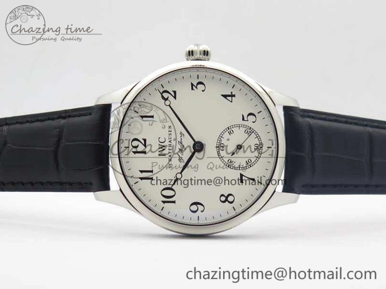 Portuguese Fa Jones IW544202 SS GSF 1:1 Best Edition White Dial On Leather Strap