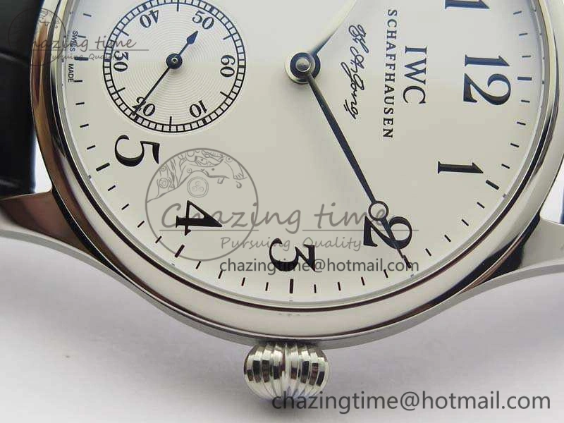 Portuguese Fa Jones IW544202 SS GSF 1:1 Best Edition White Dial On Leather Strap