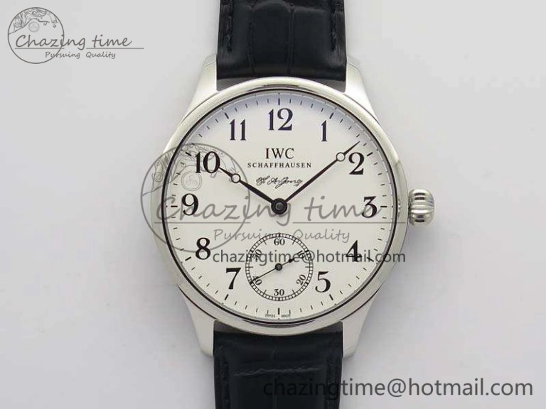 Portuguese Fa Jones IW544202 SS GSF 1:1 Best Edition White Dial On Leather Strap