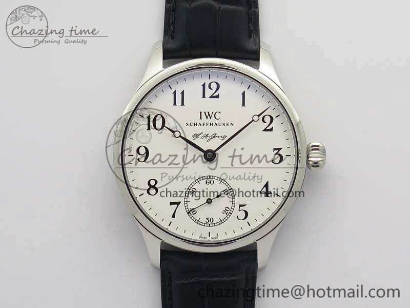 Portuguese Fa Jones IW544202 SS GSF 1:1 Best Edition White Dial On Leather Strap