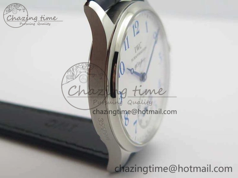 Portuguese Fa Jones IW544203 SS GSF 1:1 Best Edition White Dial On Leather Strap