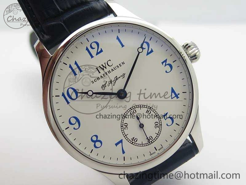 Portuguese Fa Jones IW544203 SS GSF 1:1 Best Edition White Dial On Leather Strap