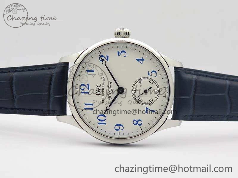 Portuguese Fa Jones IW544203 SS GSF 1:1 Best Edition White Dial On Leather Strap