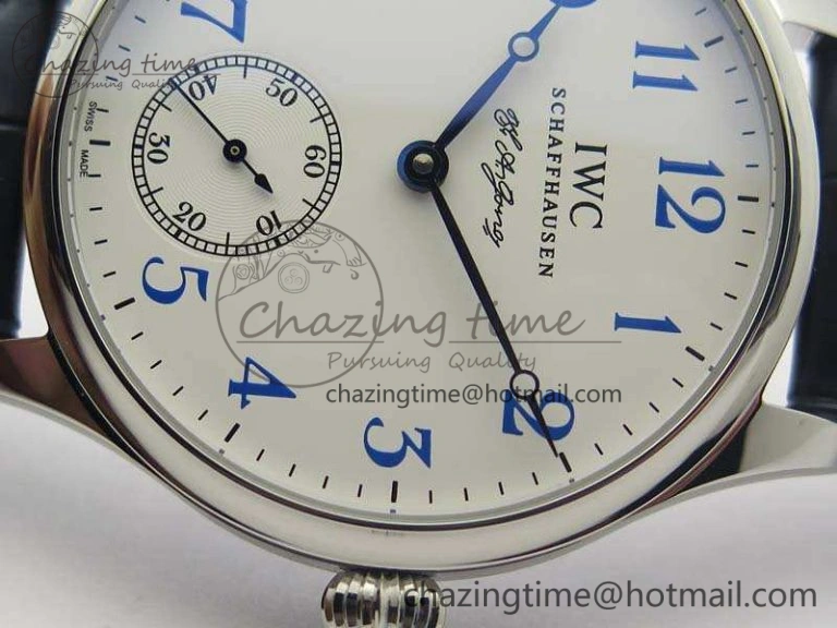 Portuguese Fa Jones IW544203 SS GSF 1:1 Best Edition White Dial On Leather Strap