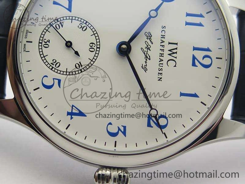 Portuguese Fa Jones IW544203 SS GSF 1:1 Best Edition White Dial On Leather Strap