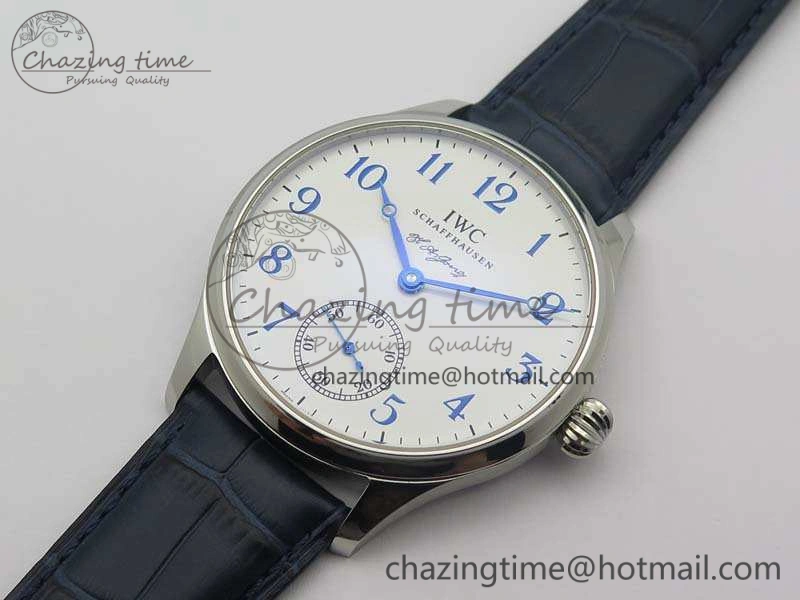 Portuguese Fa Jones IW544203 SS GSF 1:1 Best Edition White Dial On Leather Strap