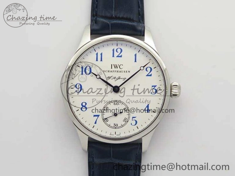 Portuguese Fa Jones IW544203 SS GSF 1:1 Best Edition White Dial On Leather Strap