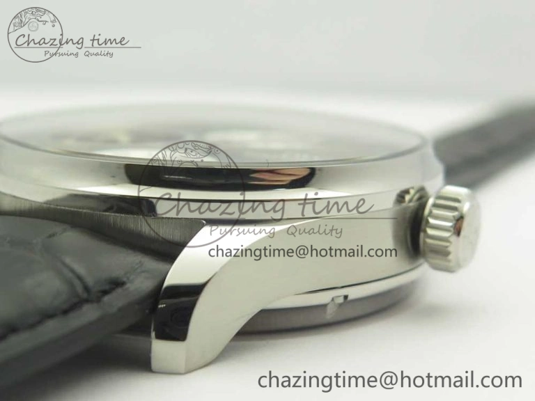 Portuguese Flying Tourbillon SS Gray Dial 2 Sub Dials on Black Leather Strap