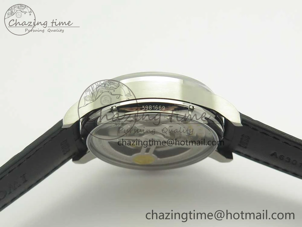 Portuguese Flying Tourbillon SS Gray Dial 2 Sub Dials on Black Leather Strap