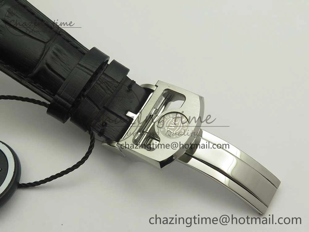 Portuguese Flying Tourbillon SS Gray Dial 2 Sub Dials on Black Leather Strap