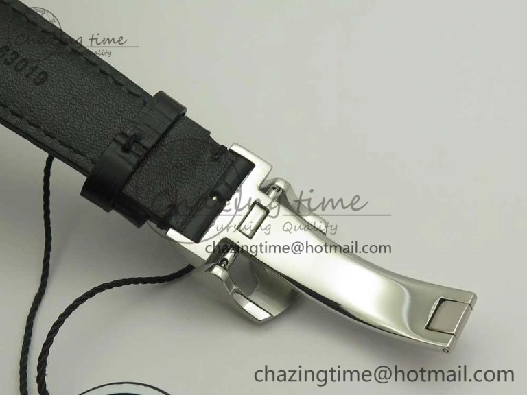 Portuguese Flying Tourbillon SS Gray Dial 2 Sub Dials on Black Leather Strap