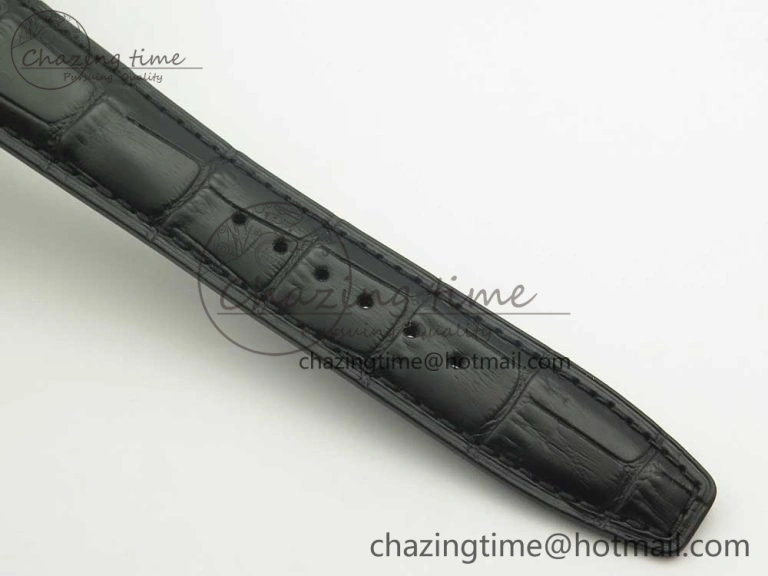 Portuguese Flying Tourbillon SS Gray Dial 2 Sub Dials on Black Leather Strap