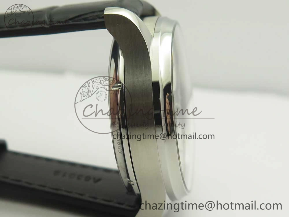 Portuguese Flying Tourbillon SS Gray Dial 2 Sub Dials on Black Leather Strap
