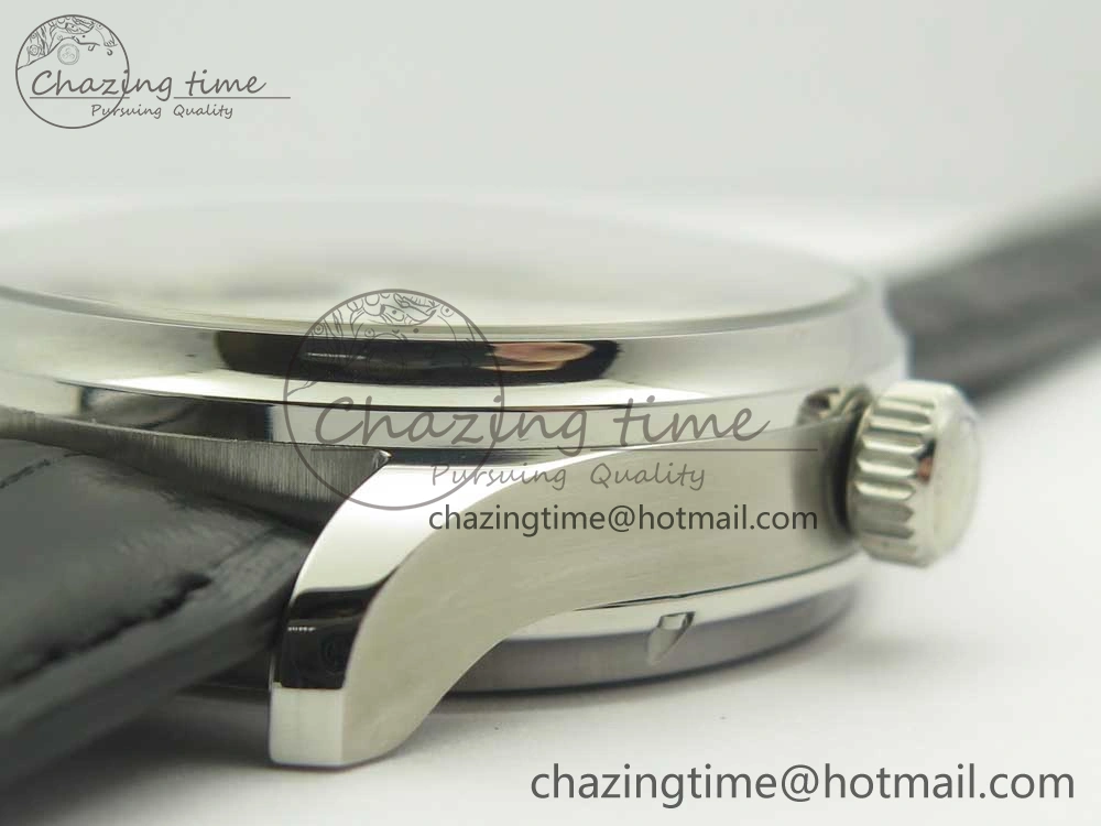 Portuguese Flying Tourbillon SS White Dial 2 Sub Dials on Black Leather Strap
